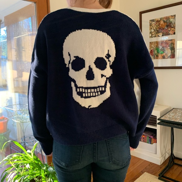 SKULL CASHMERE blue and white sweater - Picture 6 of 7
